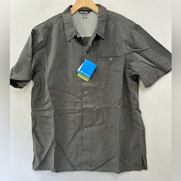 Columbia Security Check II Omni Shade UPF Button Down Shirt Gray Men's Lg NEW - Picture 2 of 14